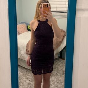 Charlotte Russe Dark Purple Lace Mini Dress